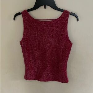 Vintage A.Byer Women's Sparkly Red Sleeveless Top